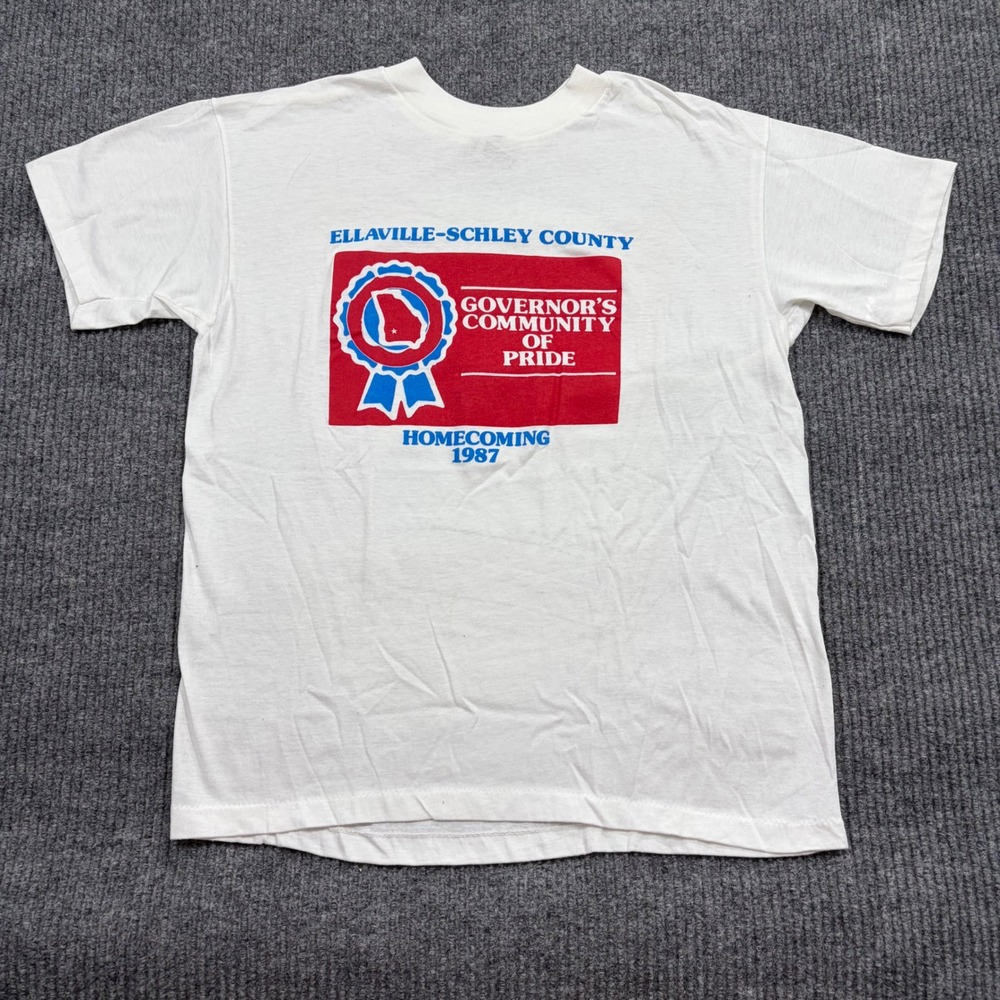 Vintage 1987 Ellaville-Schley County Homecoming T-Shirt White Mens S USA Made